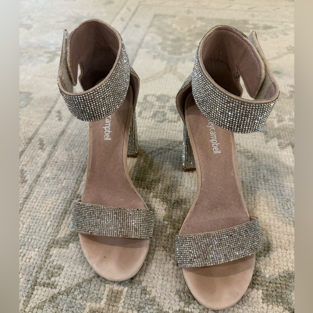 Jeffrey Campbell Silver and Nude Embellished Heels